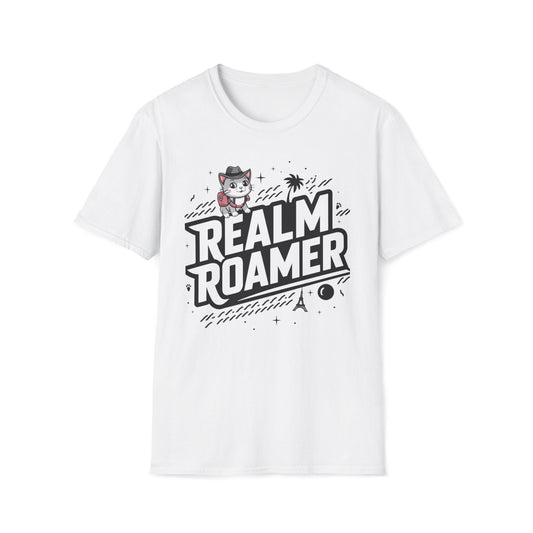 Men's Tee Realm Roamer Travel Vacation Short Sleeve Casual Regular Fit Cottagecore Funny Cat T-Shirt