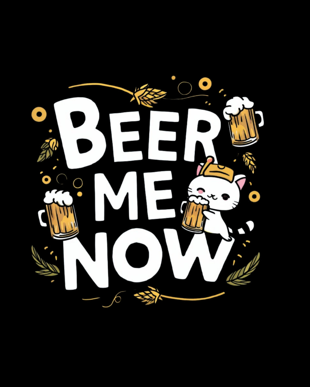 Beer Meow Now Cotton T-Shirt