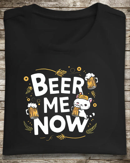 Beer Meow Now Cotton T-Shirt