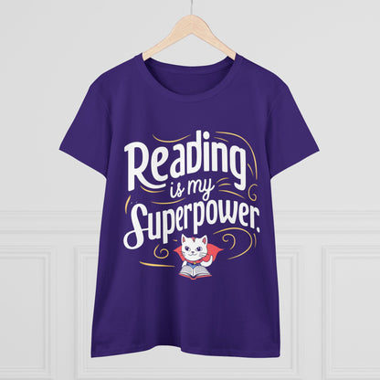 Reading Is My Superpower Women Cotton Tshirt