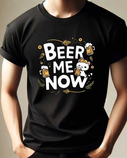 Beer Meow Now Cotton T-Shirt