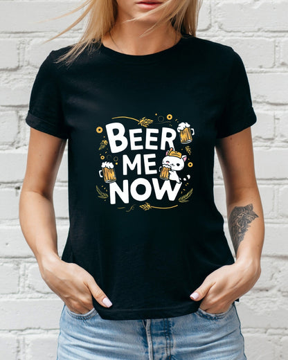 Beer Meow Now Cotton T-Shirt