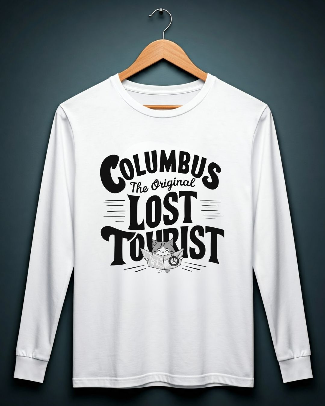 Columbus The Original Lost Tourist Cotton Long Sleeve Tshirt