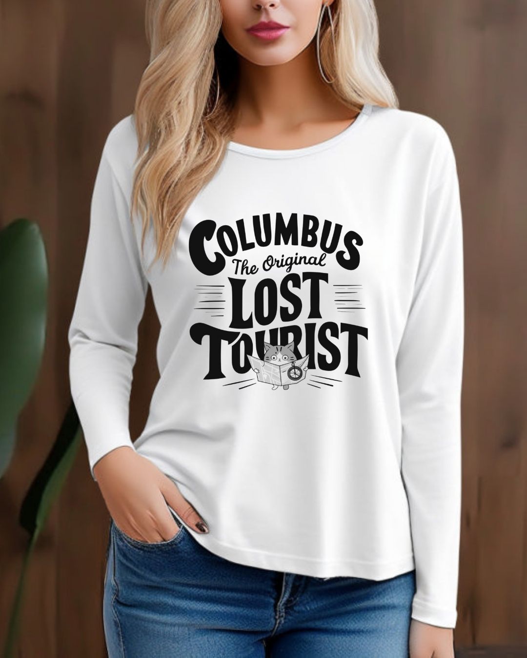 Columbus The Original Lost Tourist Cotton Long Sleeve Tshirt