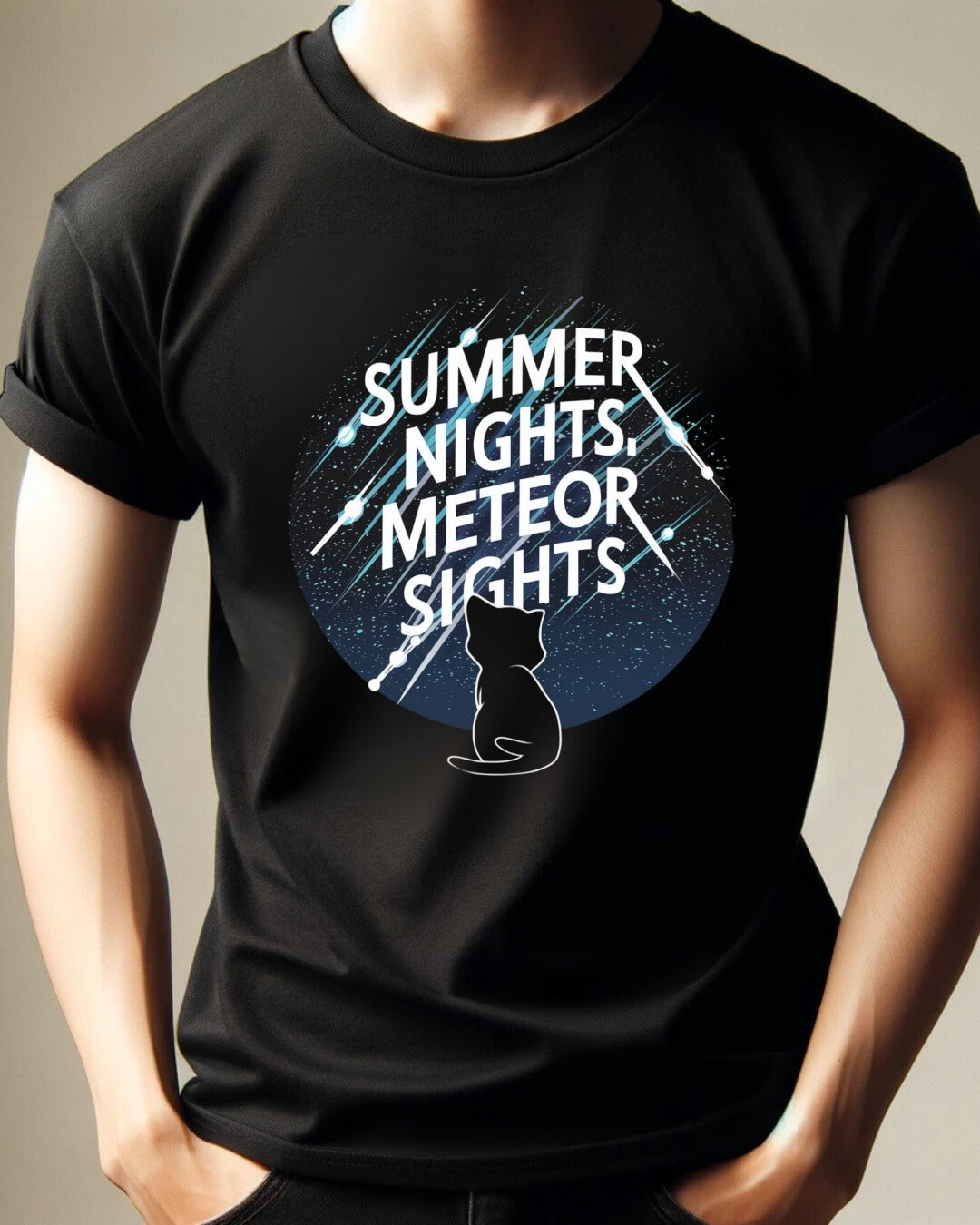 Starry Night Summer Night Metor Sights Cotton T-Shirt