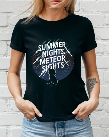 Starry Night Summer Night Metor Sights Cotton T-Shirt