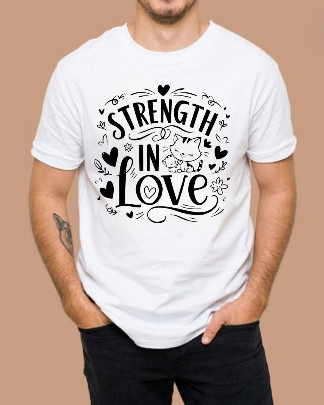 Strength In Love Cat Mom  Cotton T-Shirt