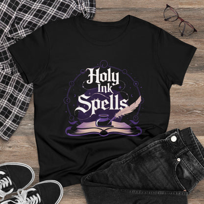 Holy Ink Spells Women Cotton Tshirt