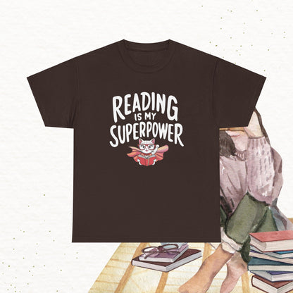 Reading Is My Superpower Cotton Crew Neck Tshirt