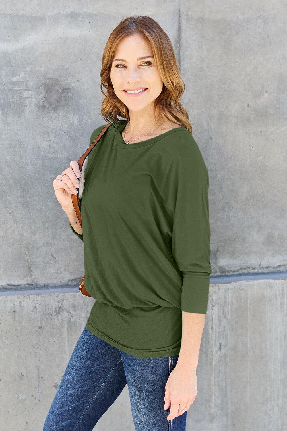 Round Neck Batwing Sleeve Top