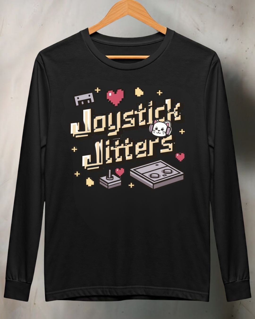 Joystick Jitters Vintage Retro Video Games Cotton Long Sleeve Tshirt