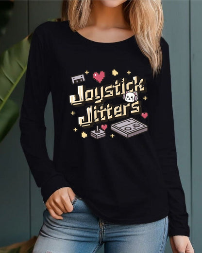 Joystick Jitters Vintage Retro Video Games Cotton Long Sleeve Tshirt