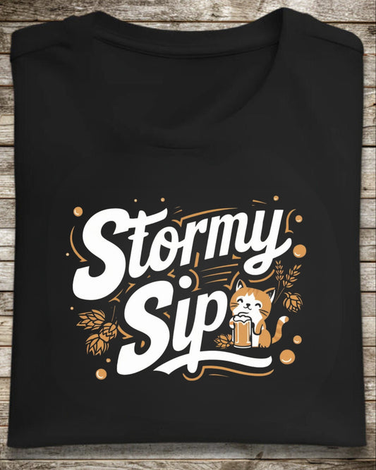 Stormy Sips Cotton T-Shirt