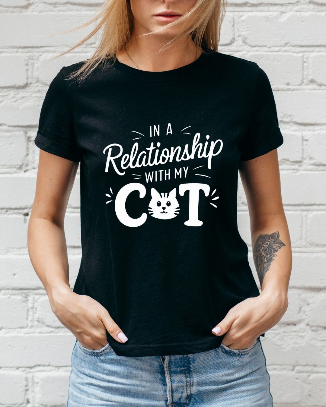 In a Relationship with Cat Cotton Tshirt