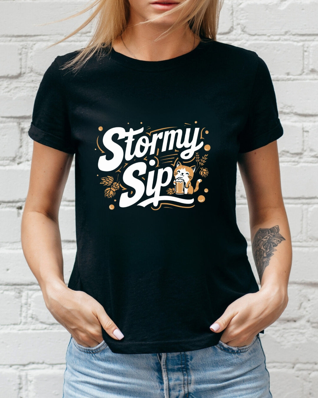 Stormy Sips Cotton T-Shirt