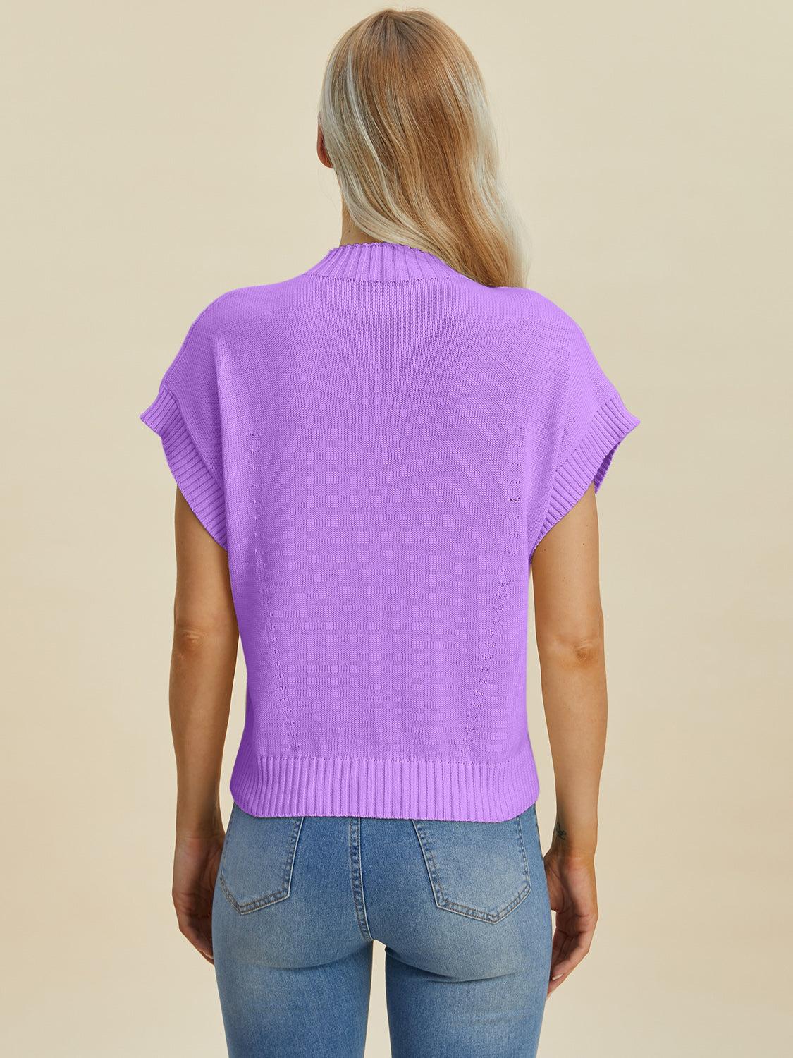 Mock Neck Short Sleeve Sweater