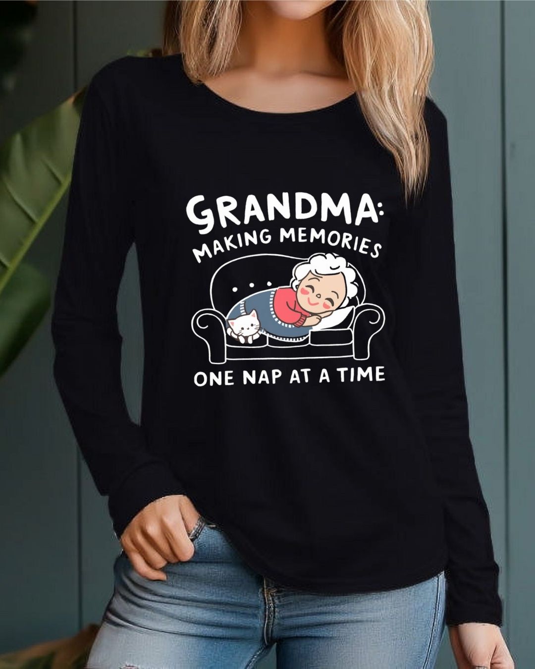 Grandma Making Memory Cotton Long Sleeve Tshirt