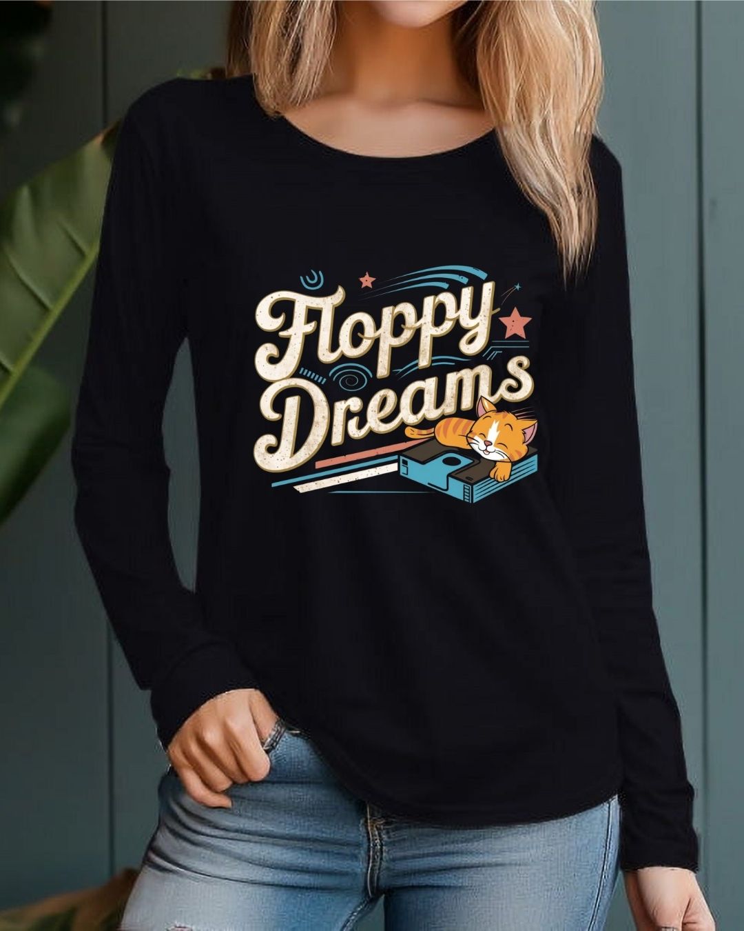 Floppy Dream Vintage Retro Video Games Cotton Long Sleeve Tshirt