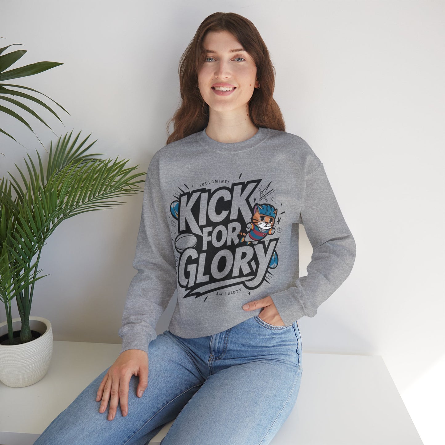 Kick For Glory Heavy Unisex Cotton Crewneck Sweatshirt