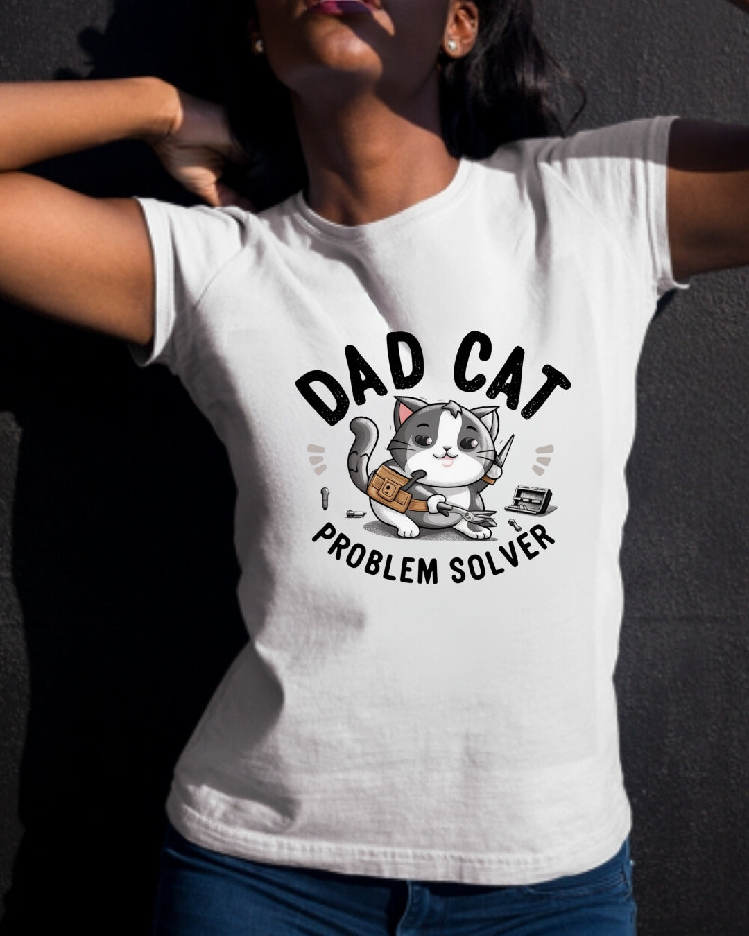 Dad Cat Problems Solver Cotton T-Shirt