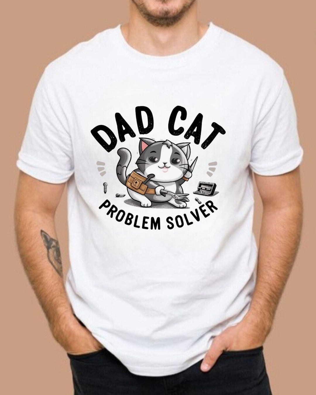 Dad Cat Problems Solver Cotton T-Shirt