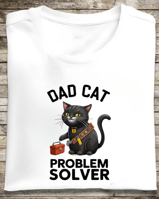 Dad Cat Problem Solver Cotton T-Shirts