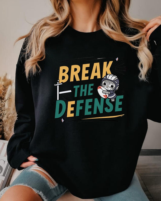 Break The Defence Rugby Heavy Unisex Cotton Crewneck Sweatshirt