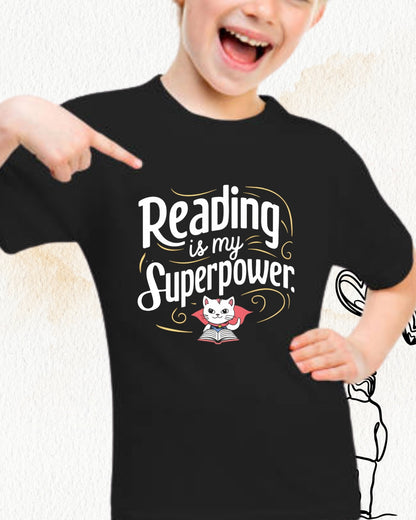 Reading Is My Superpower Kid Heavy Cotton Tshirt