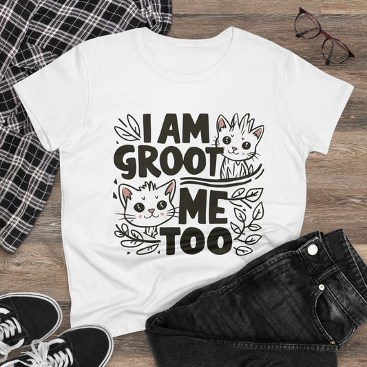 Women Tees I am Groot Me Too Cat Best Friend Shirts Tops Short Sleeve Regular Fit Cottagecore Funny Cat Graphic Tshirts