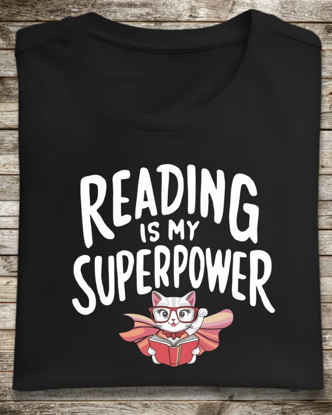 Reading Is My Superpower Cotton Crew Neck Tshirt