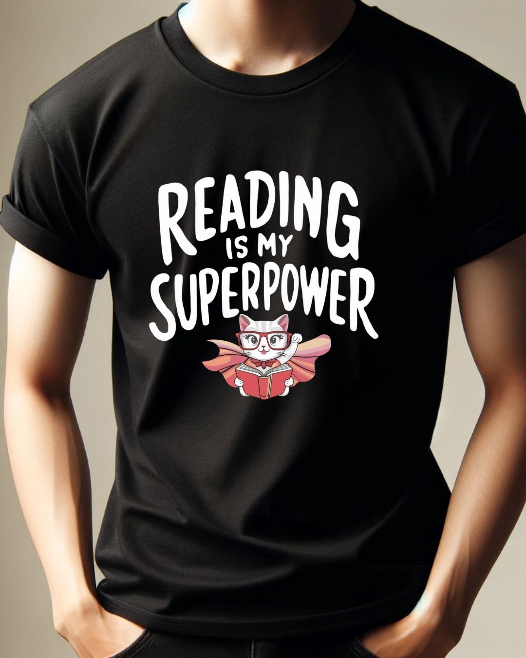 Reading Is My Superpower Cotton Crew Neck Tshirt