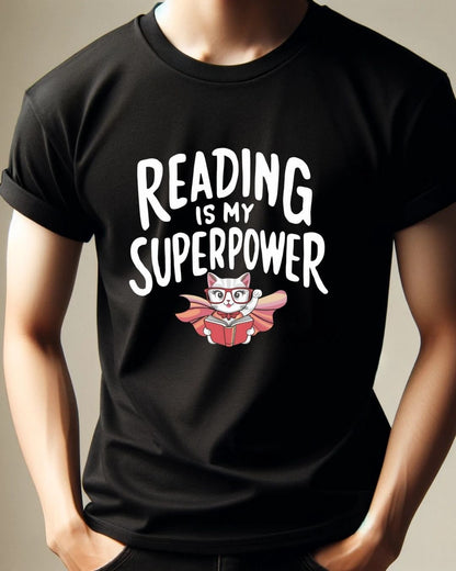 Reading Is My Superpower Cotton Crew Neck Tshirt