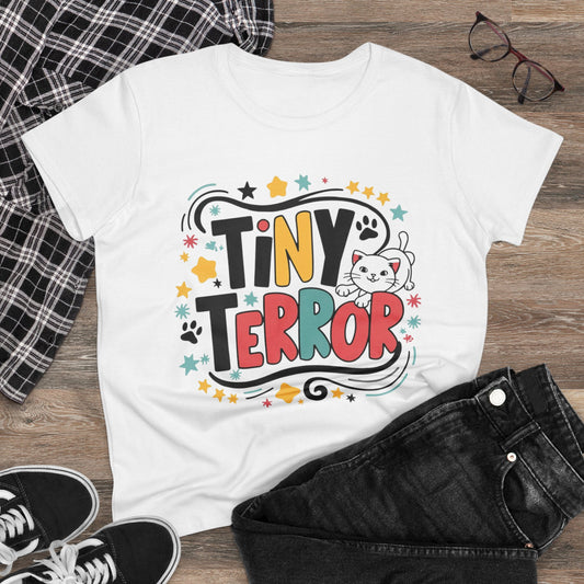 Womens Girls Tinny Terror Tshirts Gifts Shirts Tops Short Sleeve Regular Fit Cottagecore Funny Cat Graphic Tees