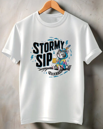 Stormy Sip Cotton Men Tshirt