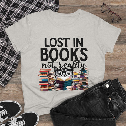 Lost In Book Not Reality Women Cotton Tshirt