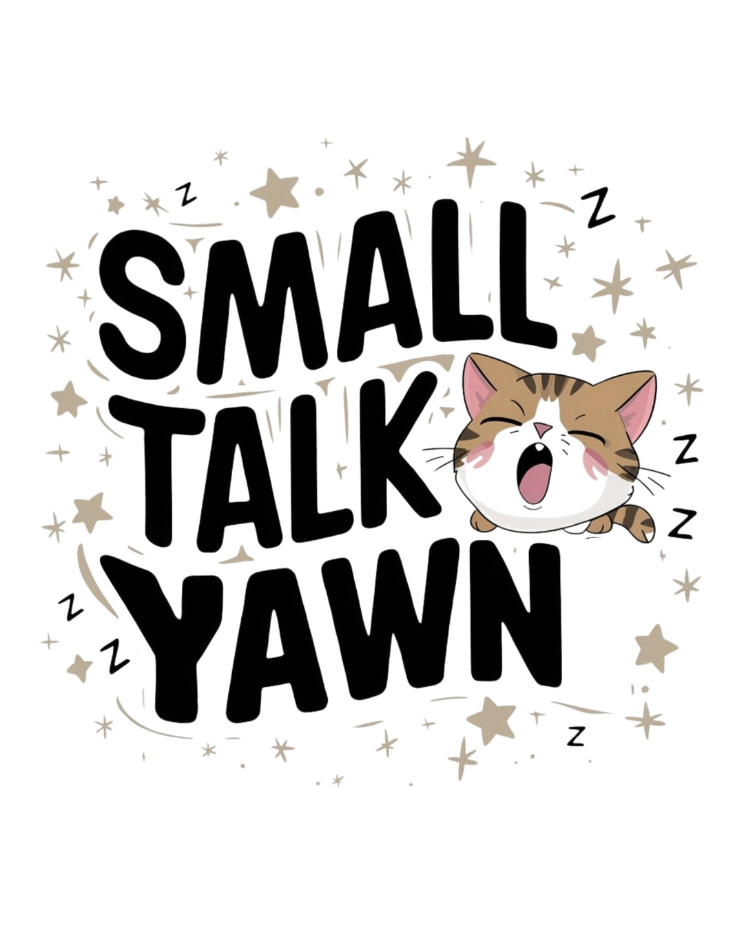 Small Talk Yawn Cotton Cat T-Shirt