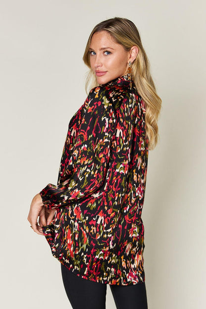 Printed Button Up Long Sleeve Shirt