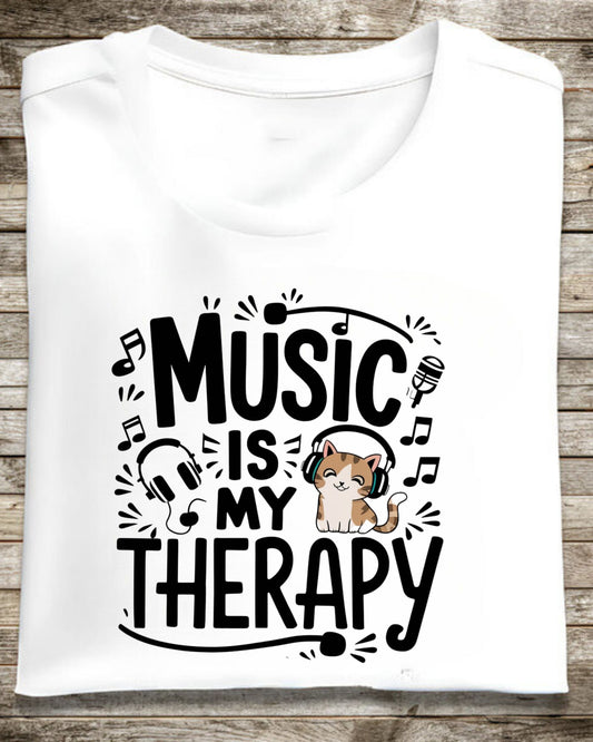 Music Is My Therapy Cotton Tshirt