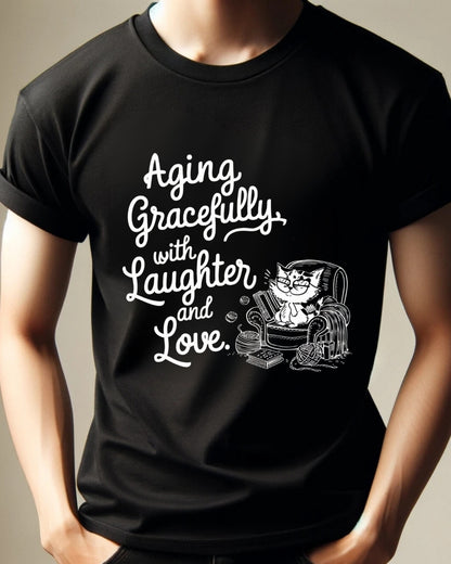 Aging Graceful Laughter  & Loves Grandma Cotton T-Shirt