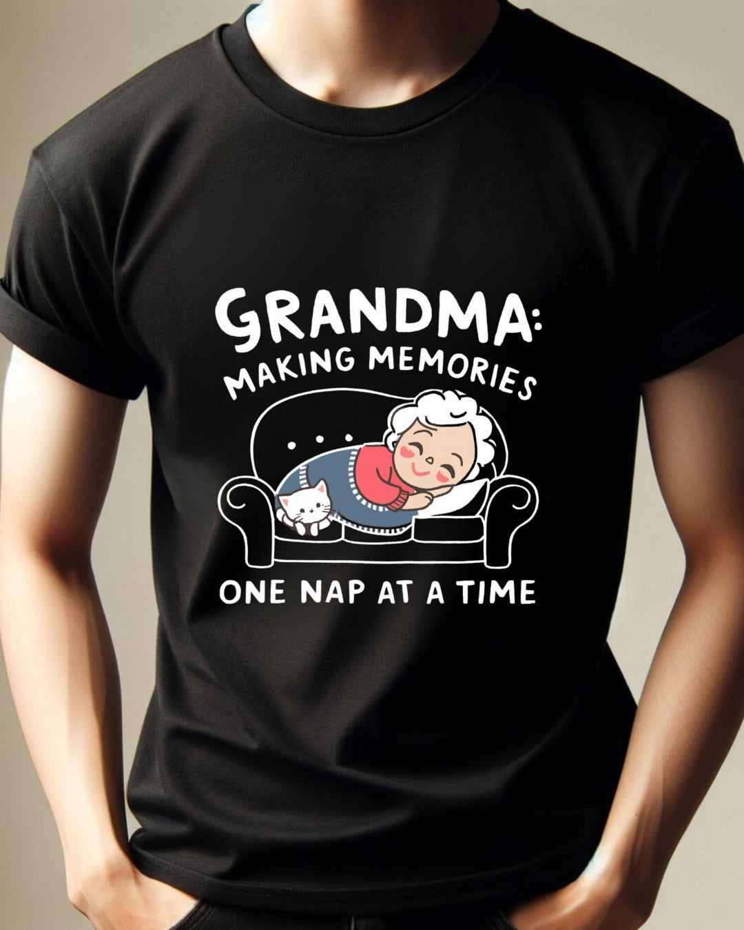 Grandma Making Memory One Nap A Time Grandma Cotton T-Shirt