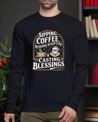 Sipping Scriptures Cotton Long Sleeve Tshirt