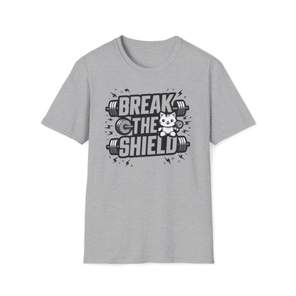 Men's Tee Break The Shield Gym Workout Short Sleeves Casual Regular Fit Cotton Funny Cat Tee