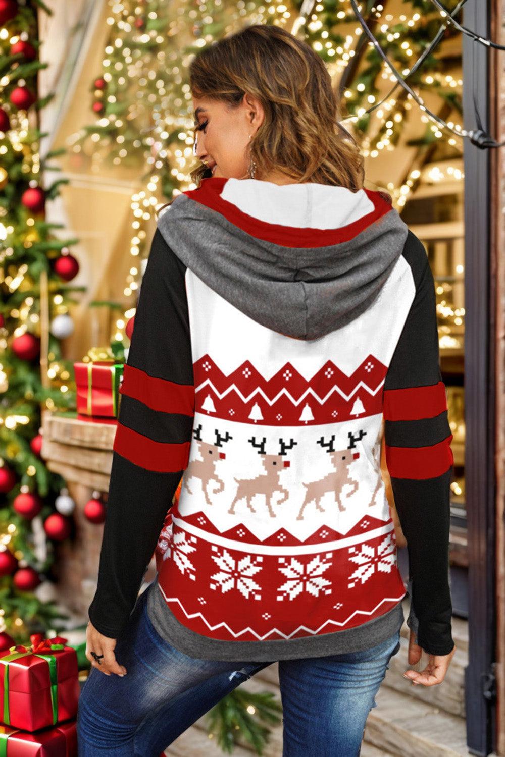 Christmas Drawstring Long Sleeve Hoodie