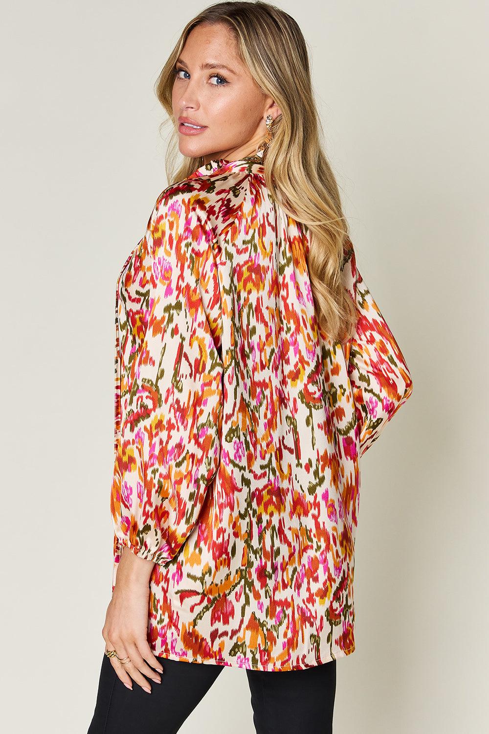 Printed Button Up Long Sleeve Shirt