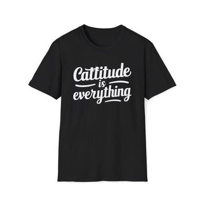 Men's Tee Cattitude Is Everything Youth Short Sleeves Casual Regular Fit Crew Neck Cotton Funny Cat  T-Shirt