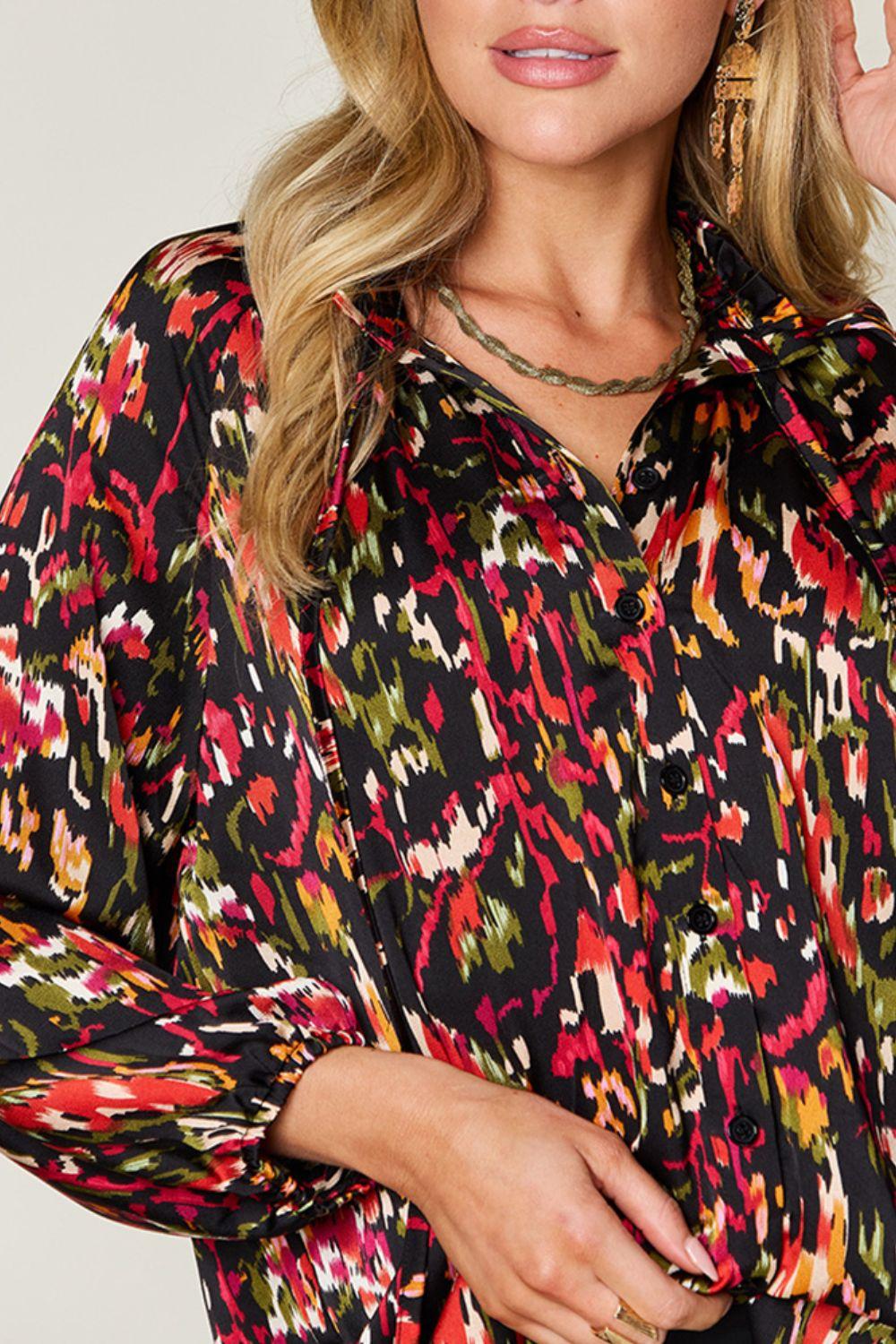 Printed Button Up Long Sleeve Shirt