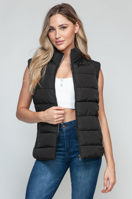 Zip Up Turtleneck Vest with Pockets