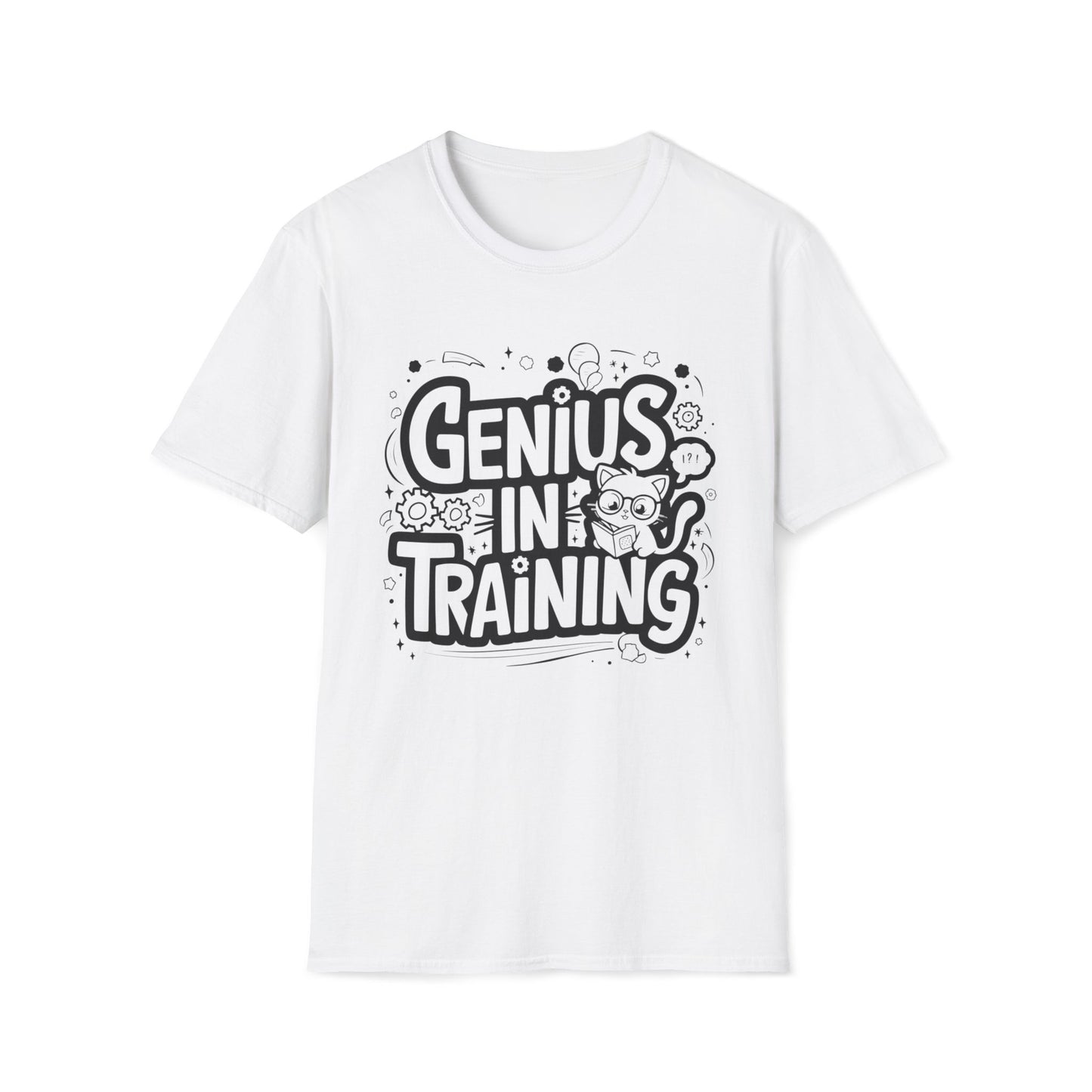 Men's Tee Genius In Training kitten Short Sleeves Casual Regular Fit Cotton Funny Cat T-Shirt