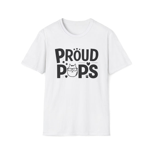 Men's Tee Proud Pops Best Cat Dad Short Sleeve Casual Regular Fit Cottagecore Funny Cat T-Shirt