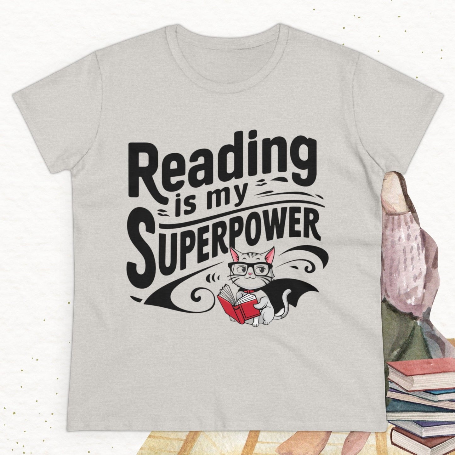 Reading Is My Superpower Women Crew Neck Cotton Tshirt